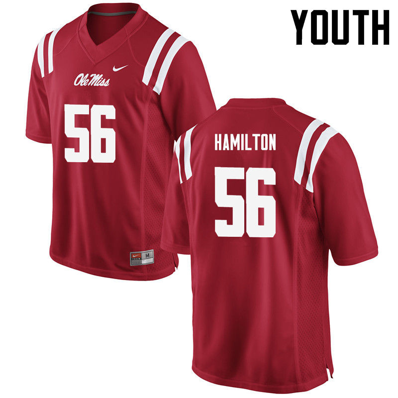 Woodrow Hamilton Ole Miss Rebels NCAA Youth Red #56 Stitched Limited College Football Jersey UHF8858EH